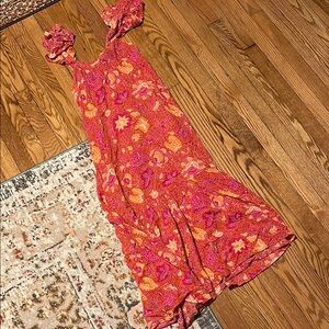 House of Harlow 1960 Floral Pink and Orange Maxi Dress